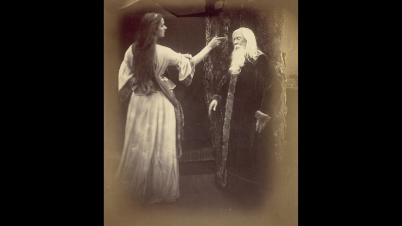 This photo, from 19th-century British photographer <a href="index.php?page=&url=http%3A%2F%2Fwww.preview.cnn.com%2F2015%2F06%2F11%2Fliving%2Fgallery%2Ftbt-julia-margaret-cameron%2Findex.html" target="_blank">Julia Margaret Cameron</a>, is entitled "Vivien and Merlin." It illustrates Tennyson's poem "Idylls of the King."