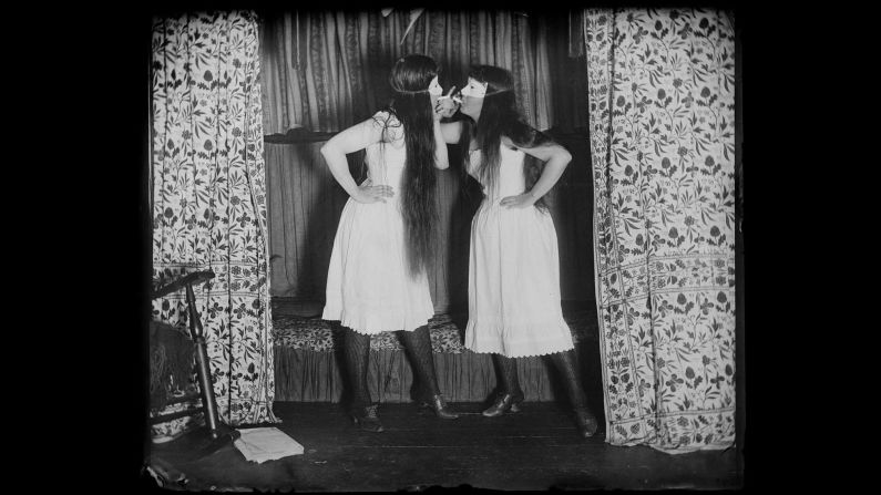In 1891, American photographer Alice Austen took this shot entitled "Trude and I masked, short skirts." Austen lived from 1866 to 1952, and <a href="index.php?page=&url=http%3A%2F%2Faliceausten.org" target="_blank" target="_blank">her home in New York</a> is a national landmark.