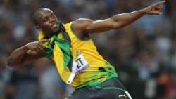 Jamaica's Usain Bolt celebrates after taking the gold in the men's 200m final at the athletics event during the London 2012 Olympic Games on August 9, 2012 in London.  AFP PHOTO / ERIC FEFERBERG        (Photo credit should read ERIC FEFERBERG/AFP/GettyImages)