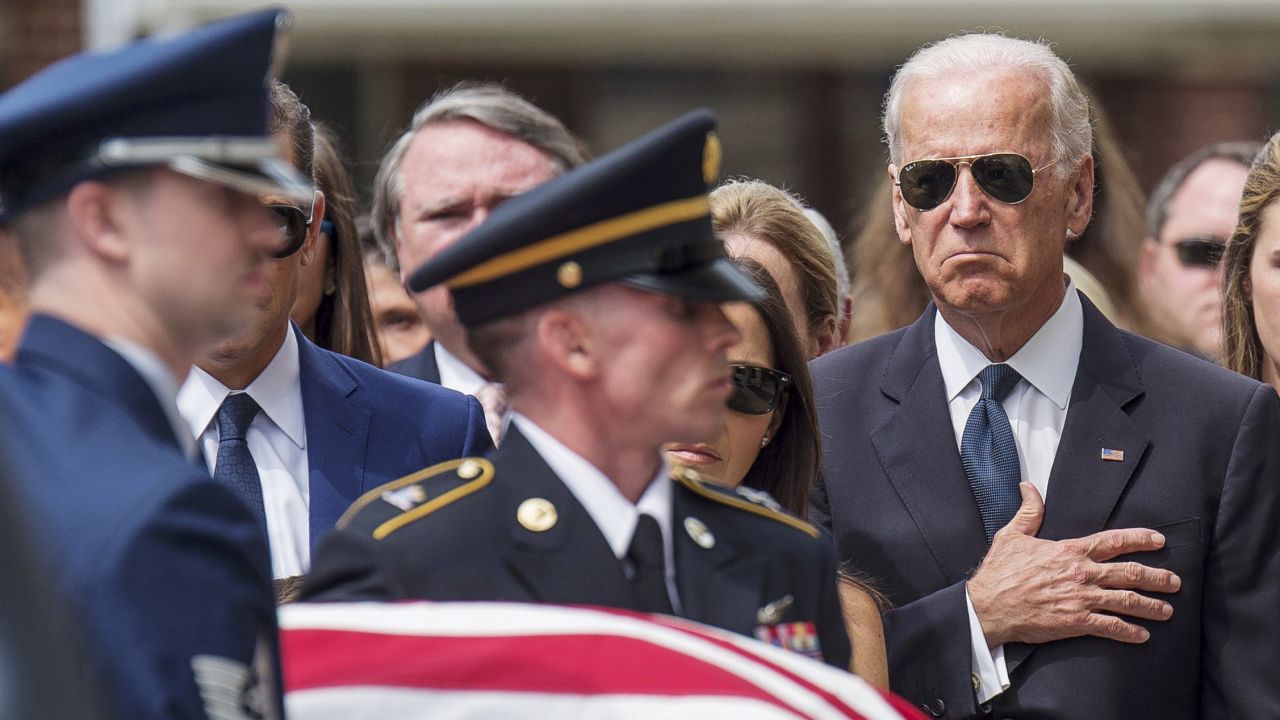 Vice President Joe Biden places his hand over his heart as the casket of his late son, former Delaware Attorney General Beau Biden, is carried into a church in Wilmington, Delaware, for <a href="http://www.cnn.com/2015/06/04/politics/gallery/beau-biden-wake/index.html" target="_blank">a funeral</a> on Saturday, June 6. Beau Biden died of brain cancer at the age of 46. 