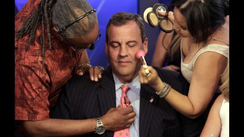 New Jersey Gov. Chris Christie is prepped for a television appearance in New York on Wednesday, July 22. He announced in June that he was seeking the Republican Party's nomination for President.