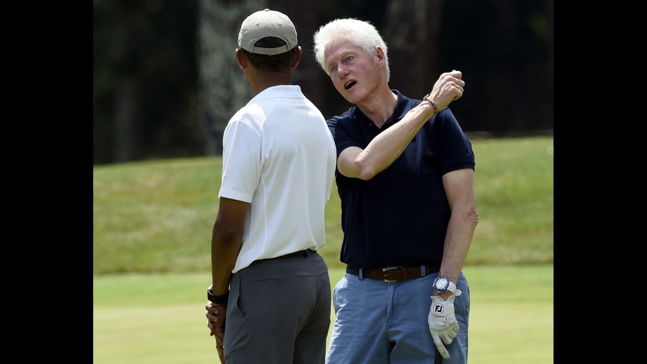 President Obama plays golf with former President Bill Clinton during <a href="http://www.cnn.com/2015/08/17/politics/gallery/obama-golf-marthas-vineyard/index.html" target="_blank">his vacation</a> to Martha's Vineyard, an island in Massachusetts, on Saturday, August 15.
