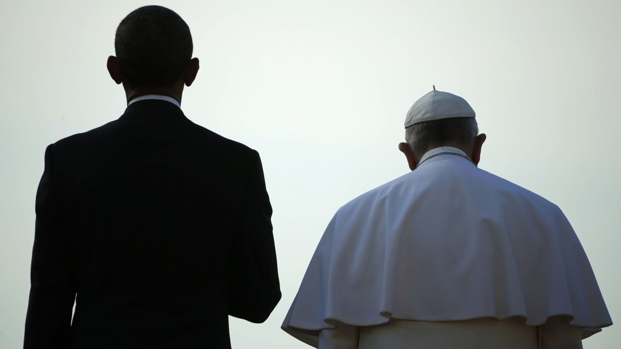 President Obama stands with Pope Francis during a ceremony at the White House on Wednesday, September 23. The Pope was making <a href="http://www.cnn.com/2015/09/22/us/gallery/pope-francis-visits-united-states/index.html" target="_blank">his first visit to the United States,</a> spending time in Washington, New York and Philadelphia.