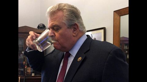 U.S. Rep. Bob Brady, a Democrat from Philadelphia, sips water from the glass used by Pope Francis during the Pope's joint address to Congress on Thursday, September 24. Brady <a href="http://www.philly.com/philly/news/pope/20150924_Holy_water__U_S__Rep__Brady_helps_himself_to_popes_glass.html" target="_blank" target="_blank">told the Philadelphia Daily News</a> he poured the rest of the Pope's water into a bottle and would use it to bless his four grandchildren.