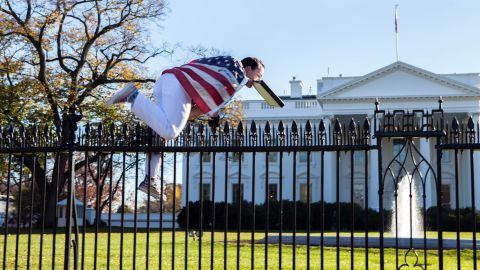 A man <a href="http://www.cnn.com/2015/11/26/politics/white-house-fence-jumper/index.html" target="_blank">jumps a fence at the White House</a> on Thursday, November 26. He was immediately apprehended and taken into custody, the Secret Service said.