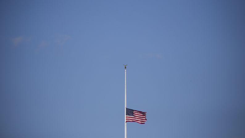 The American flag flies at half-staff above the White House on Thursday, December 3. President Obama signed a proclamation for all flags to be flown at half-staff to honor the victims of a <a href="http://www.cnn.com/2015/12/02/us/gallery/san-bernardino-shooting/index.html" target="_blank">mass shooting</a> in San Bernardino, California.