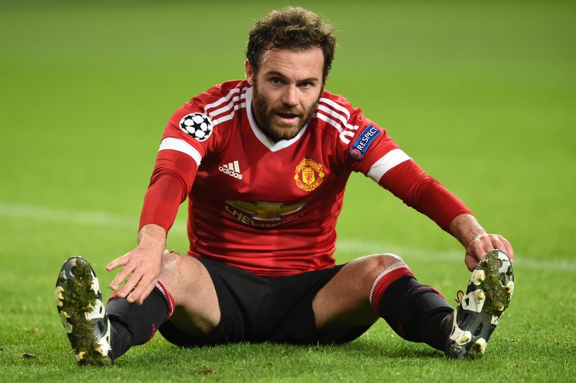 Juan Mata of Manchester United reacts after a missed chance on goal during the UEFA Champions League group B match between VfL Wolfsburg and Manchester United at the Volkswagen Arena on December 8, 2015 in Wolfsburg, Germany.
