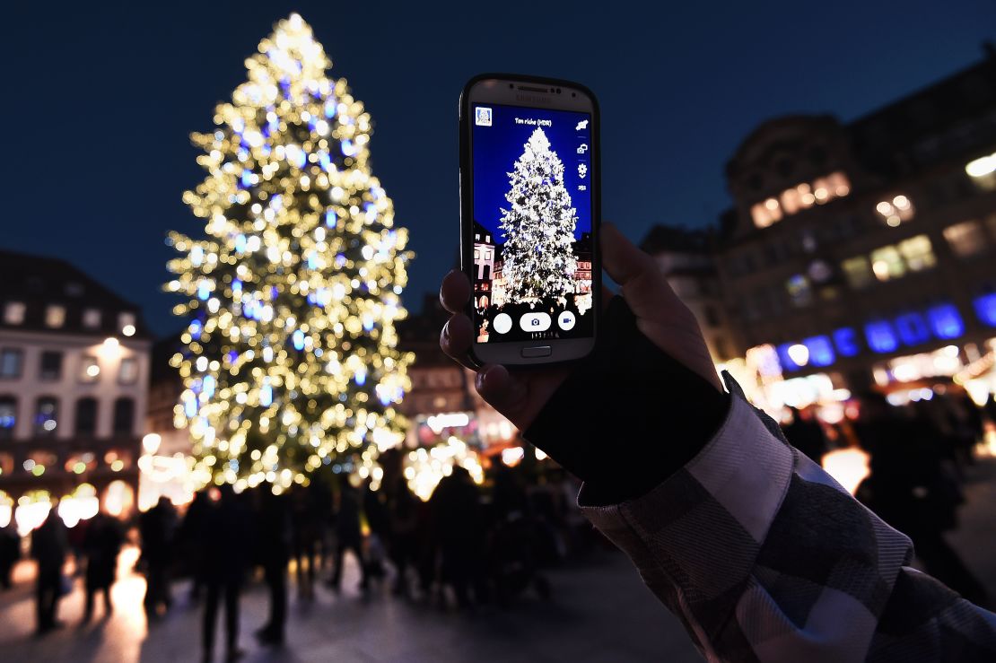 Magical lights in Strasbourg, France, on the border with Germany.