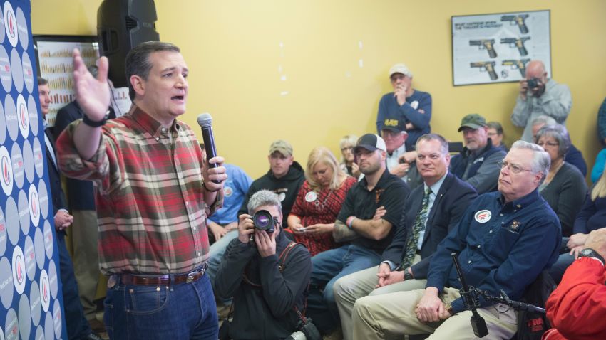 Republican presidential candidate Sen. Ted Cruz (R-TX) speaks to supporters during a campaign event at CrossRoads Shooting Sports gun shop and range on December 4, 2015 in Johnston, Iowa.
