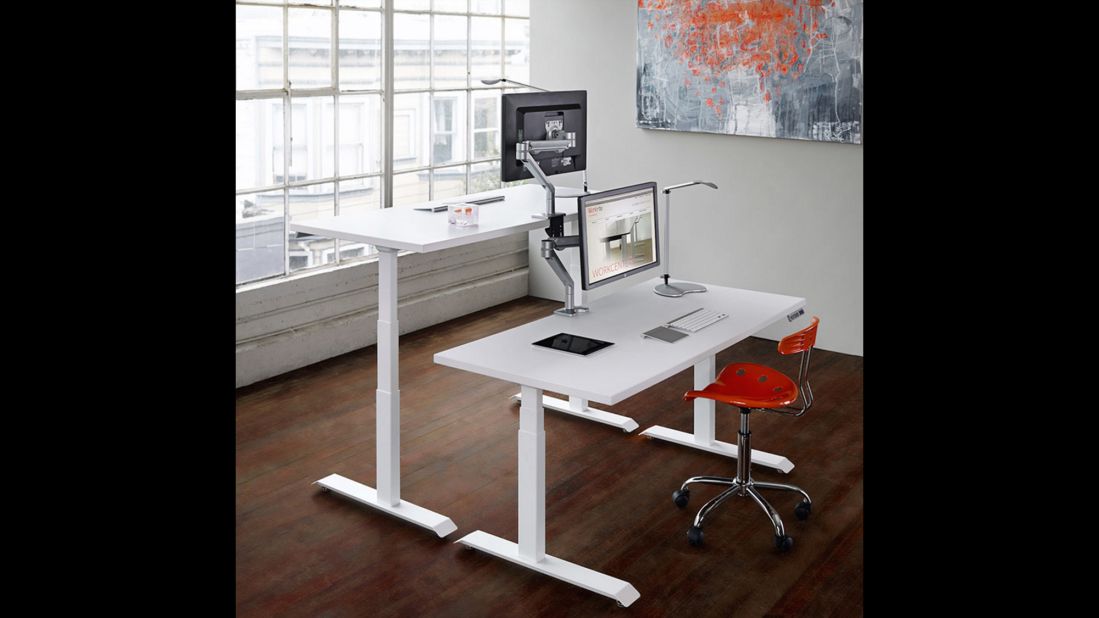 The Fundamentals EX Electric by Workrite is one of several standing desk options that looks like an ordinary desk until you push a button and up or down it goes. 