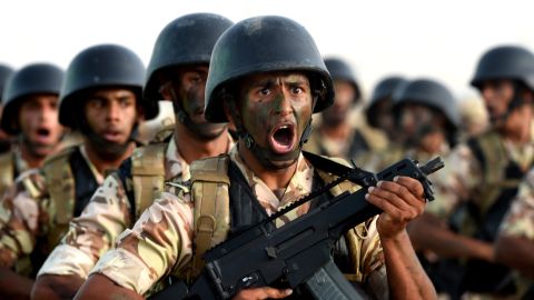 Saudi Special Forces march in Riyadh in May 2015.