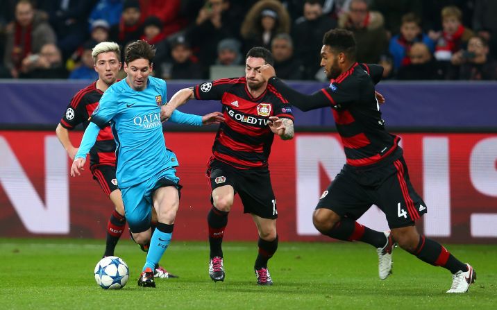 Lionel Messi was on target once again but his Barcelona side was held to a 1-1 draw by Bayer Leverkusen.