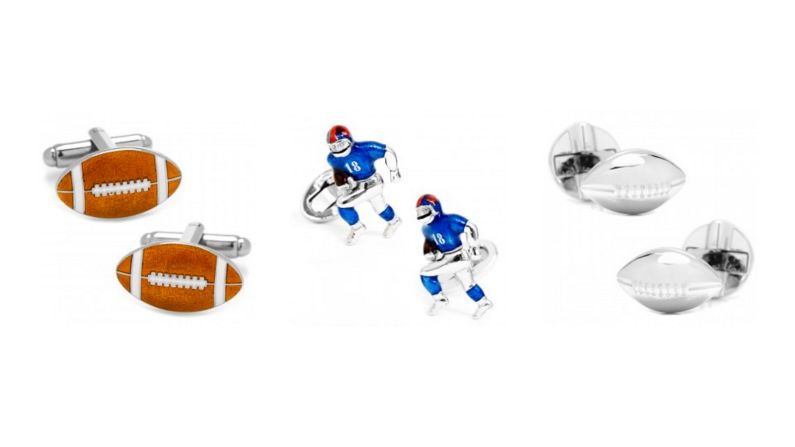 <a  target="_blank" target="_blank">Football-themed cufflinks</a> are an inspired gift idea for the gridiron fan with high-fashion taste. Wearers can root for the "Dirty Birds" or "Gang Green" without saying a word. For an understated touch, team logos and leather footballs are available, too, from <a  target="_blank" target="_blank">Cufflinks.com</a>. 