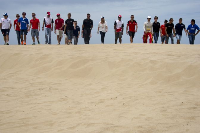 Formula E drivers hit the beach before last season's race in Uruguay.