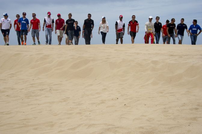 Formula E drivers hit the beach before last season's race in Uruguay.