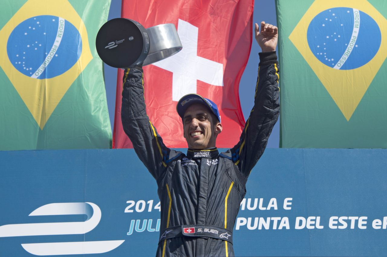 Swiss racer Sebastien Buemi notched his first win in the electric car racing series in Uruguay in 2014.