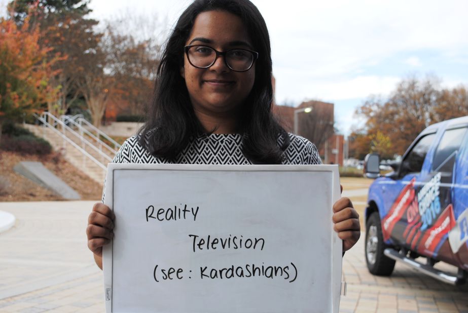Sanjana is an International Affairs major from Georgia Tech. She describes the elections as being similar to a reality show such as "Keeping Up with the Kardashians." 