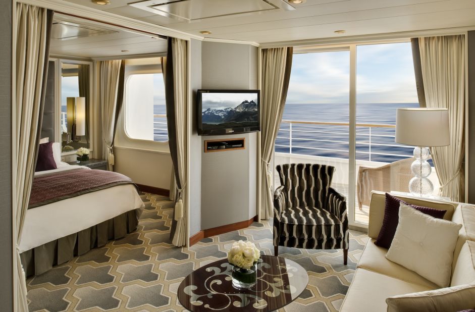 The ship's top accommodation is the Penthouse Suite, which goes for $199,370 per person and includes your own butler. 