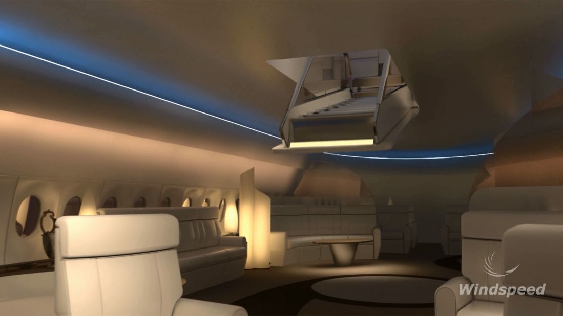 Another design employs a drop-down staircase to access the viewing seats. Windspeed says smaller aircraft could be fitted with single SkyDeck seats.