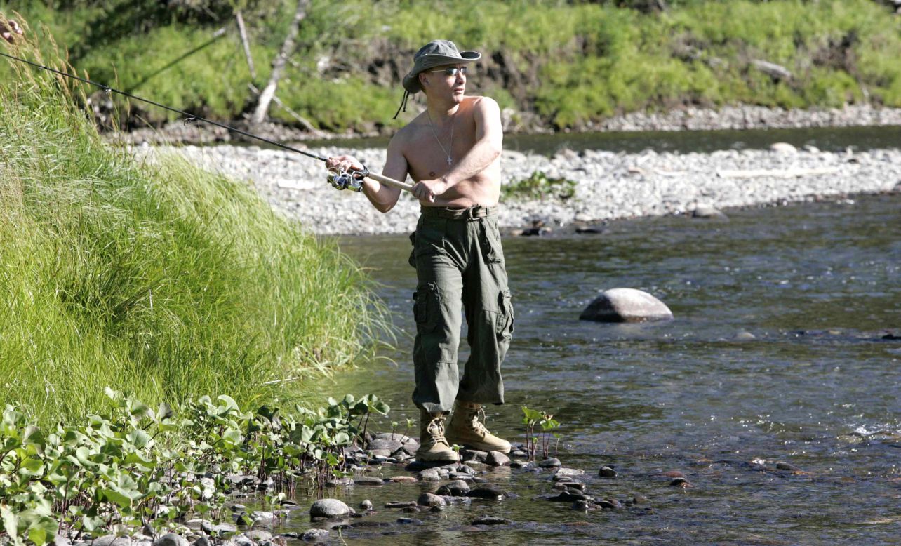Putin has been snapped trying his hand at a host of sports -- often bare-chested. Fly fishing is just one of the Russian leader's pursuits. 