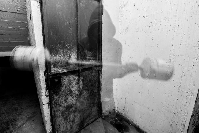Rouchiche says he chose the settings for the photos spontaneously, and made the process a game he played with his subjects, many of whom migrated from Cameroon. <br /><br />"I would just walk with them, and whenever I saw something I liked, I'd say to them 'n djoudjou,'" he says, referring to the Cameroon word for ghost. <br /><br />"I approached each shoot like a game. Every time I said 'n djoudjou,' they had to stop to take the picture. It was a way to be pleasant with them and to play around."