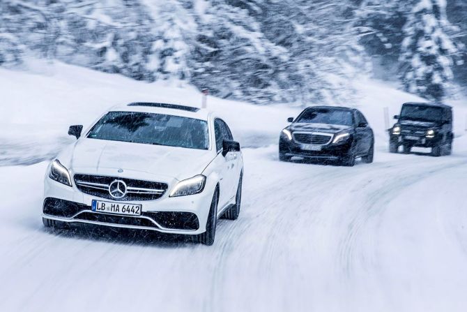 Mercedes-Benz's high performance division offers a suitably <a  target="_blank" target="_blank">luxurious winter driving experience</a> at its private lodge in Arjeplog, Sweden. You can choose one of their famed supercharged sports cars, of course, but if you go taking a spin in the iconic military-derived G-Wagen SUV is a must.