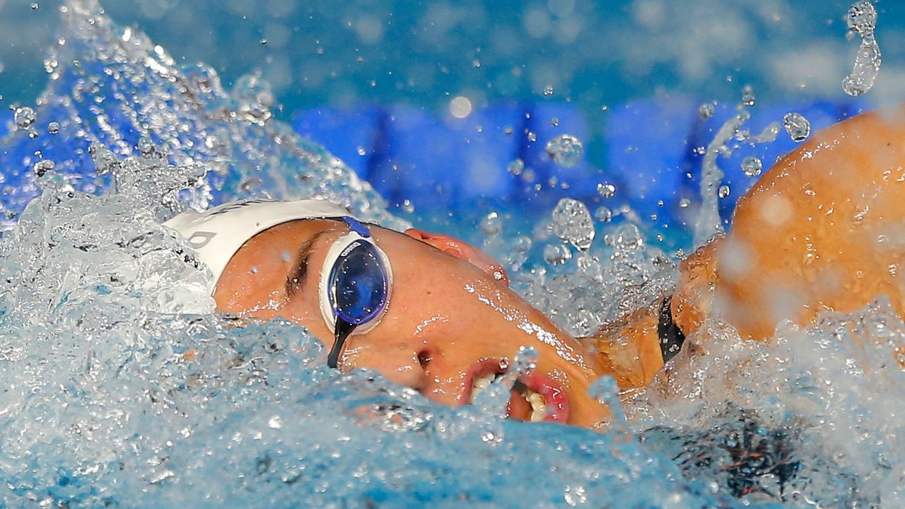 Dutch swimmer Ranomi Kromowidjojo competes in the 100-meter freestyle Friday, December 11, during the Duel in the Pool event in Indianapolis.