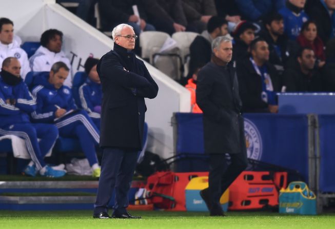 It was a special night for Leicester manager Claudio Ranieri (left), who was replaced by Jose Mourinho (right) as Chelsea manager in 2004.