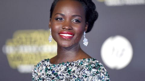 Lupita Nyong'o voices the character of Maz Kanata in the film. While she apparently isn't physically seen in the movie, Nyong'o lit up the red carpet in a metallic, shimmering full length gown. 