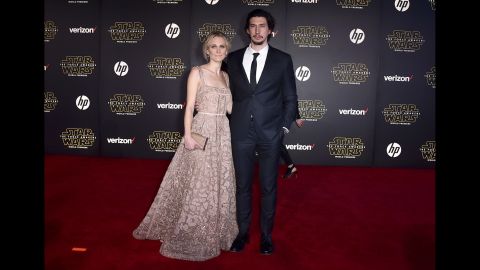 Actor Adam Driver and his wife, Joanne Tucker. Best known for his role in HBO's "Girls," Driver plays villain Kylo Ren in the new movie.