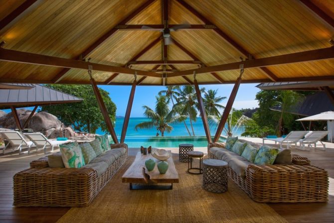 Price: $5,000-6,000 per night. Finished in 2014, this stunning Seychelles villa sleeps 10 in five bedrooms. Amenities include a private pool, wine cellar, a private boat and skipper, guest villas and a private chef. 