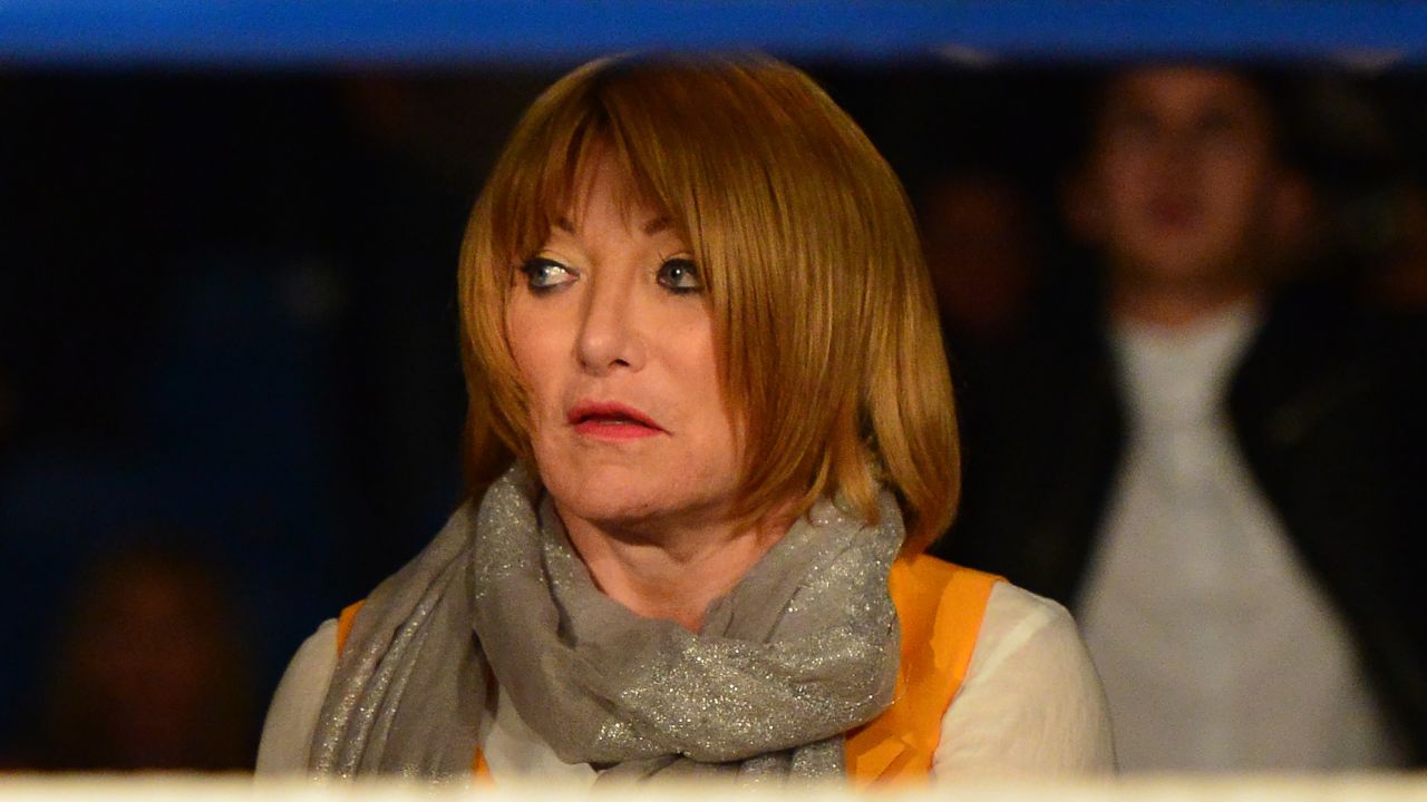 GLASGOW, SCOTLAND MAY 23 : Fight promoter Kellie Maloney watches on as Gary Cornish of Scotland takes on Zoltan Csala of Hungary during the IBO intercontinental championship match up at Glasgowâs Bellahouston Leisure Centre on May 23, 2015 in Glasgow, Scotland. (Photo by Mark Runnacles/Getty Images)