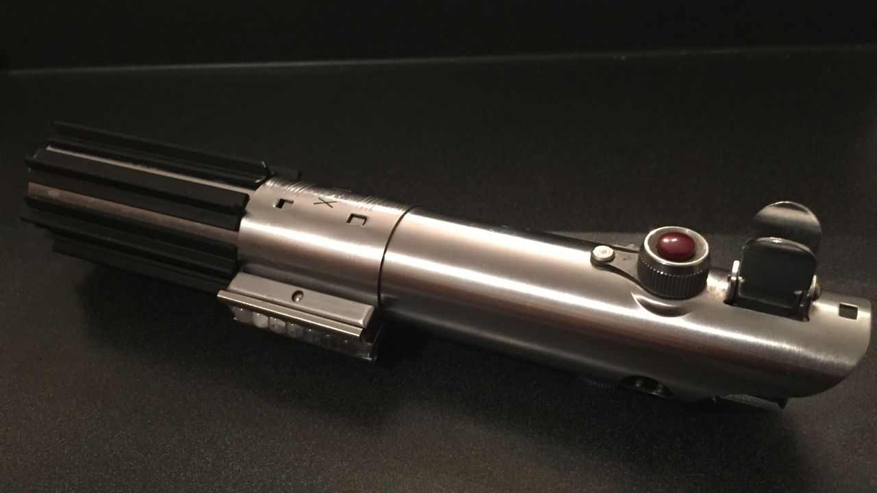 Anakin's lightsaber, later presented to Luke in "A New Hope," as built by Christian.