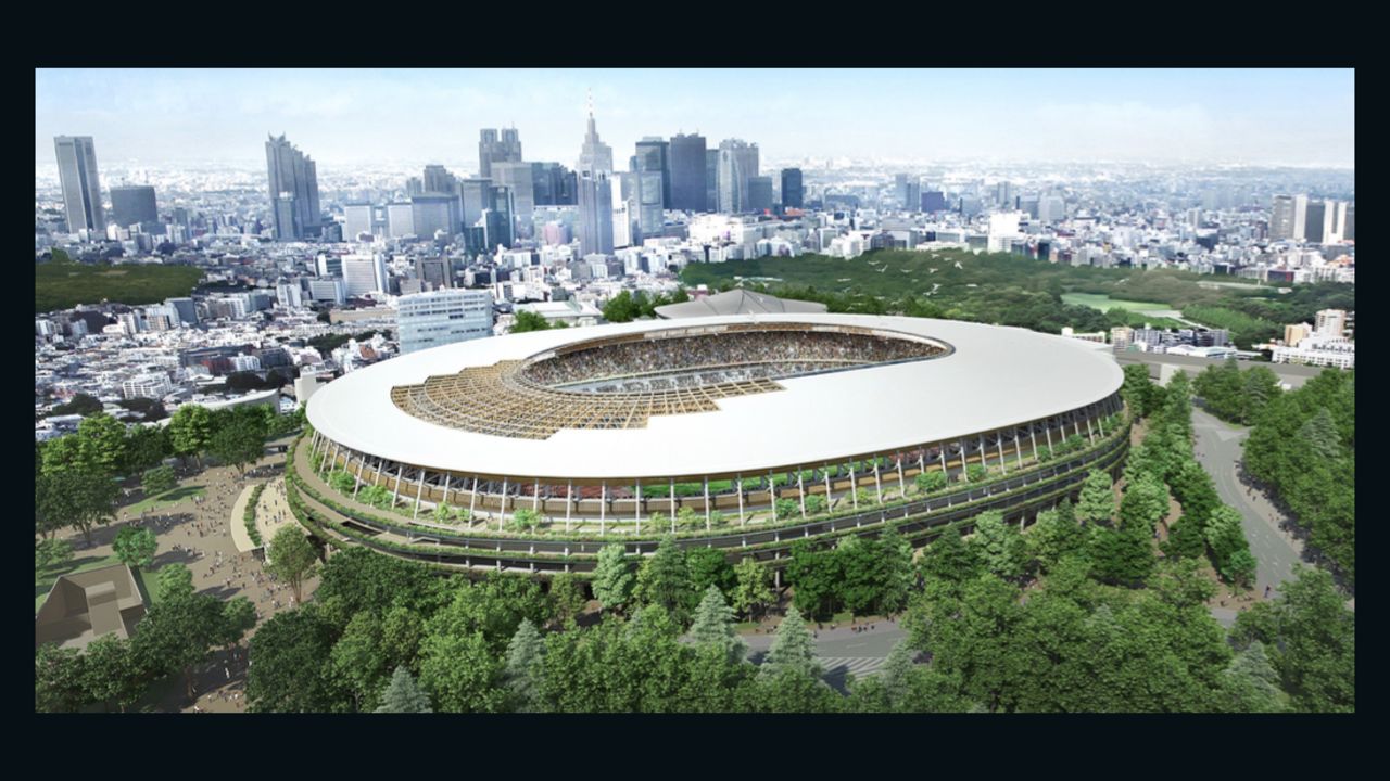 The winning concept by famed architect Kengo Kuma which is designed to resemble traditional Japanese temples.