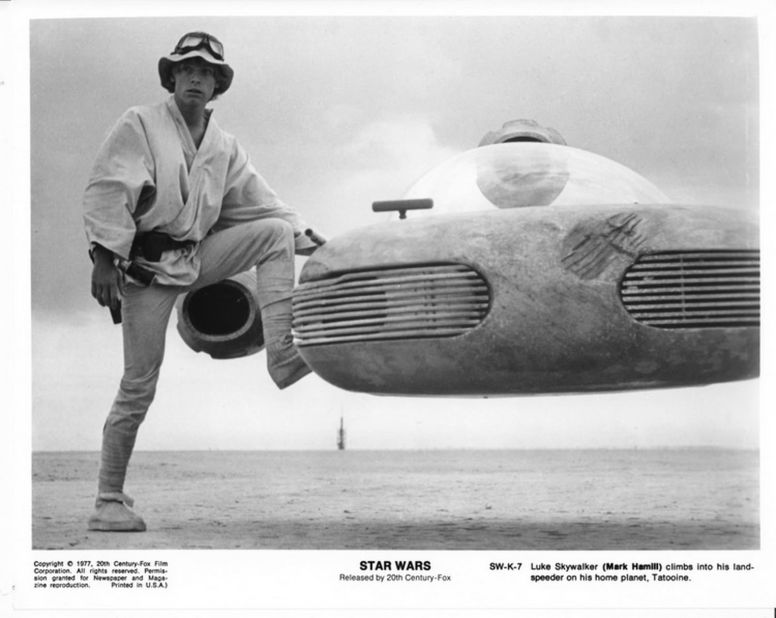 Christian designed three landspeeders for "A New Hope." One of the gravity-defying vehicles was made entirely of polystyrene.