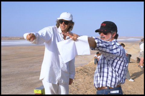 Christian on the set of "The Phantom Menace" with Lucas. After winning an Oscar for "A New Hope," Christian would go on to direct the second unit in "Return of the Jedi" and Episode I.