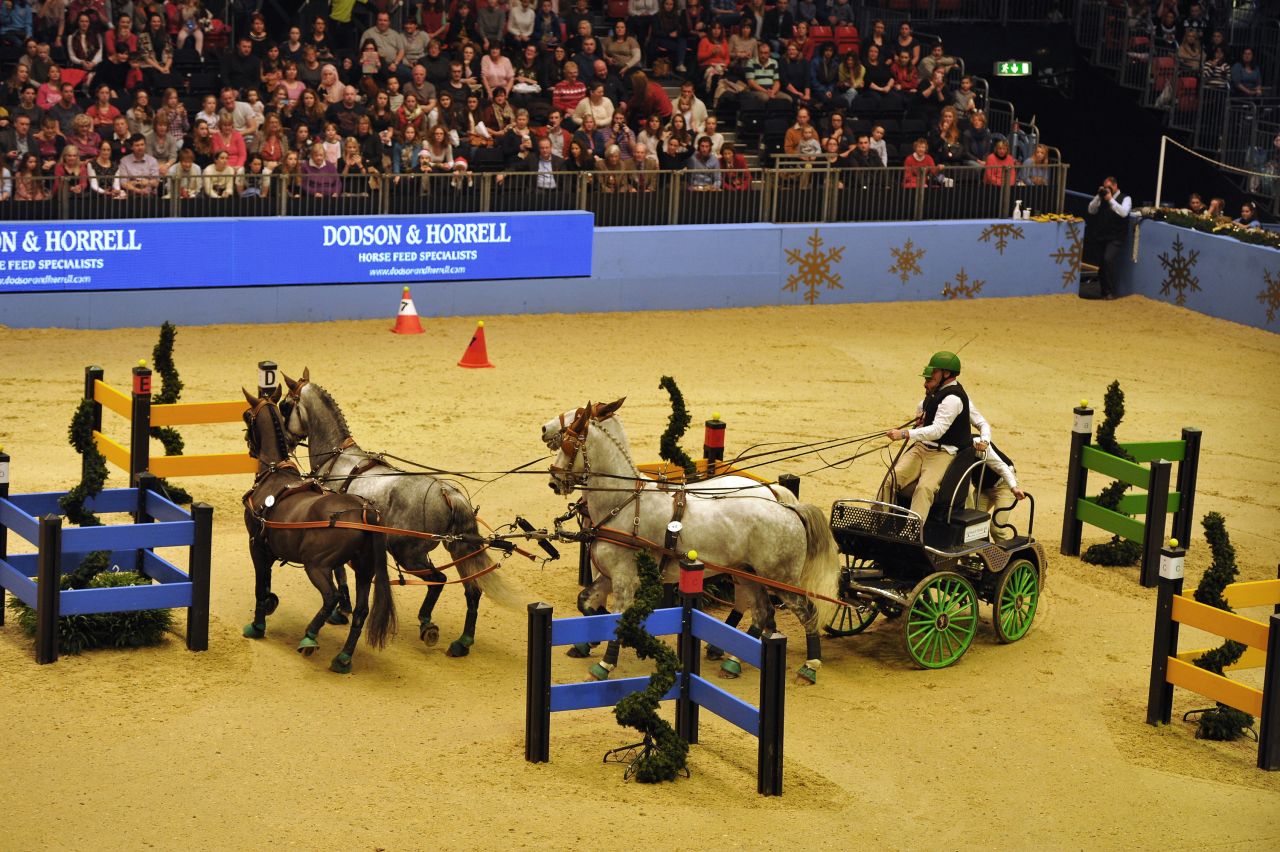  Riders have to guide their horses around a specially-designed course in the fastest time possible.