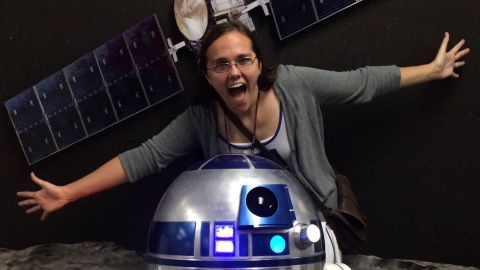 Keri Bean, pictured with Dawn and a friend's R2-D2 droid.