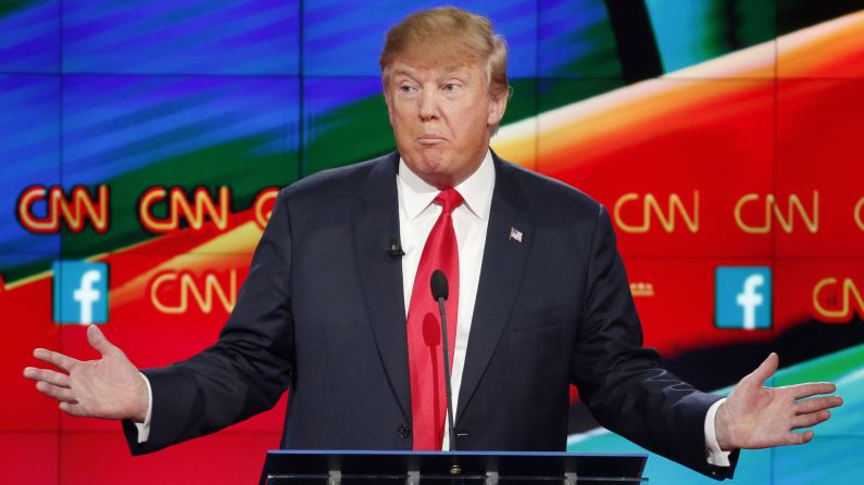 Trump answers a question at the debate. During the event, the GOP front-runner said it was "very unprofessional" and "very sad" that so many questions directed at other candidates were about him.