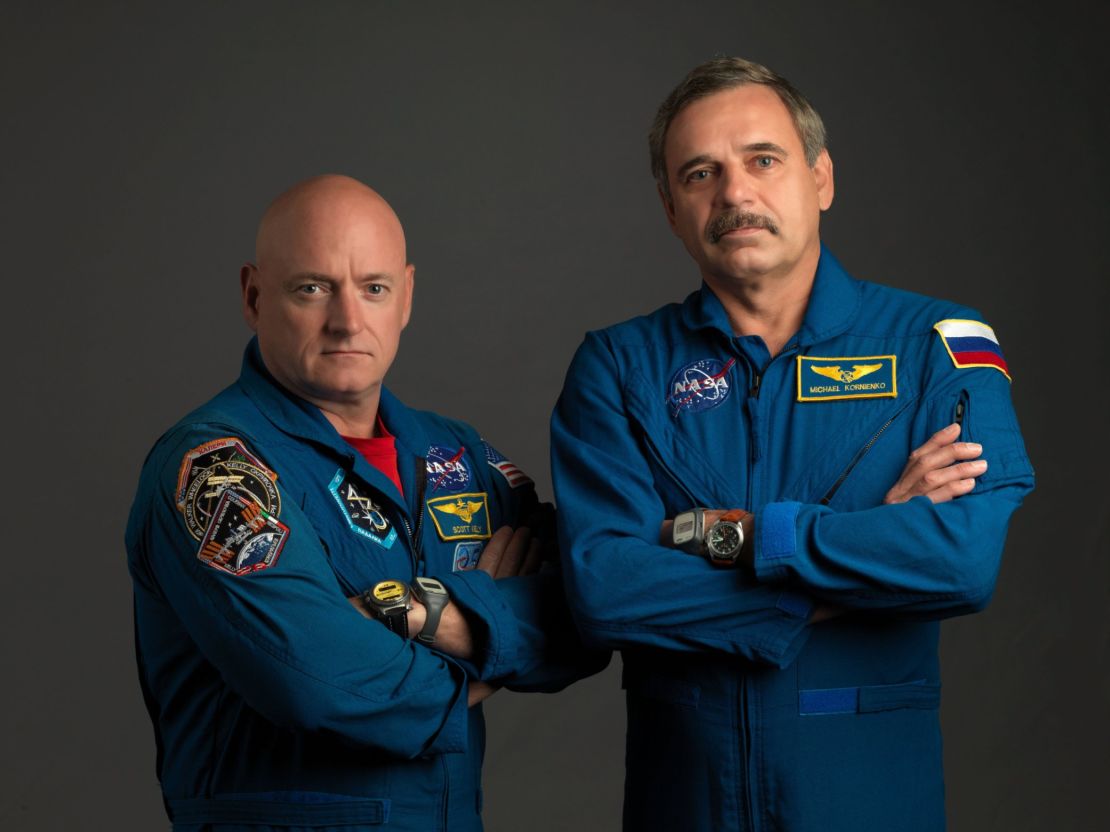 American astronaut Scott Kelly (left) and Russian cosmonaut Mikhail Kornienko (right) spent a year on the space station.