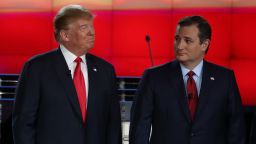 Republican presidential candidates Donald Trump, left, and Sen. Ted Cruz participate in the CNN Republican presidential debate at The Venetian Las Vegas on December 15, 2015.