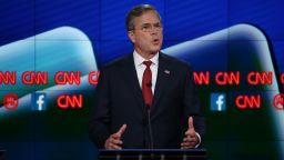 Republican presidential candidate Jeb Bush speaks during the CNN Republican presidential debate on December 15, 2015.