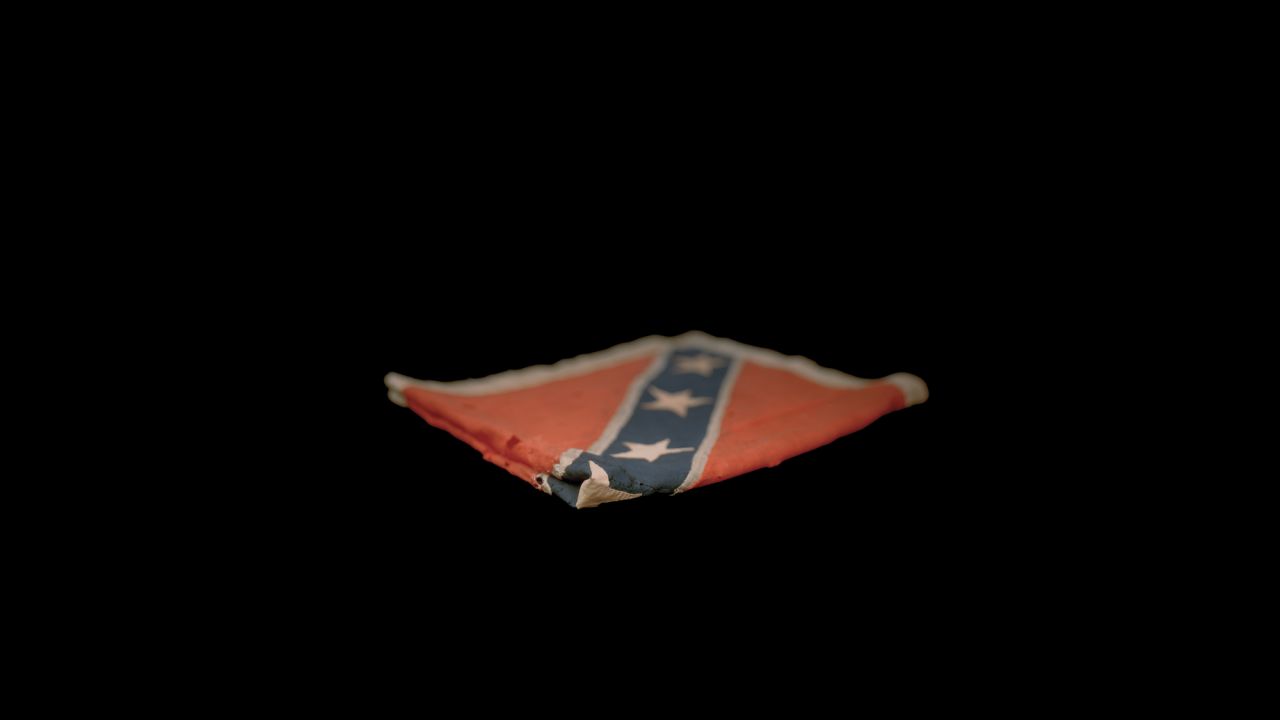 A Confederate flag that belongs to the Cape May Museum in New Jersey.