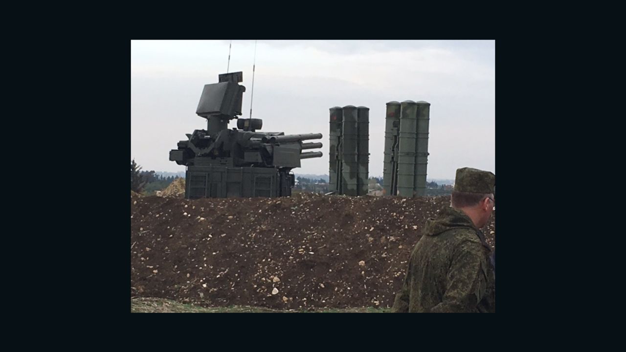 The S-400 missile system at the Russian Hmeymim airbase in Latakia, Syria