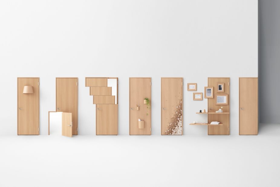 Nendo is a playful design house based in Tokyo, Japan. The company is led by designer Oki Sato, who is known for breaking design conventions of everyday objects. This is Nendo's "Seven Doors" series, which reinterprets a standard door to include sliding portions. 