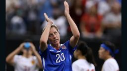 NEW ORLEANS, LA - DECEMBER 16:  Abby Wambach #20 of the United States reacts after walking off the field for the final time in her career during the women's soccer match against China at the Mercedes-Benz Superdome on December 16, 2015 in New Orleans, Louisiana.  (Photo by Chris Graythen/Getty Images)