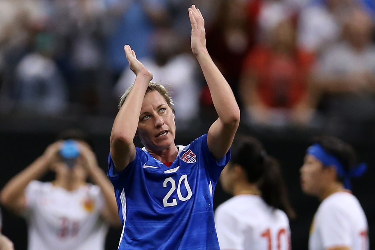 Abby Wambach acknowledges the crowd after making her 255th and final appearance for the U.S. women's national team against China on December 16, 2015.