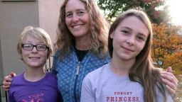 Jo Hadley, founder of Handsome in Pink, and her children, ages 10 1/2 and 12.