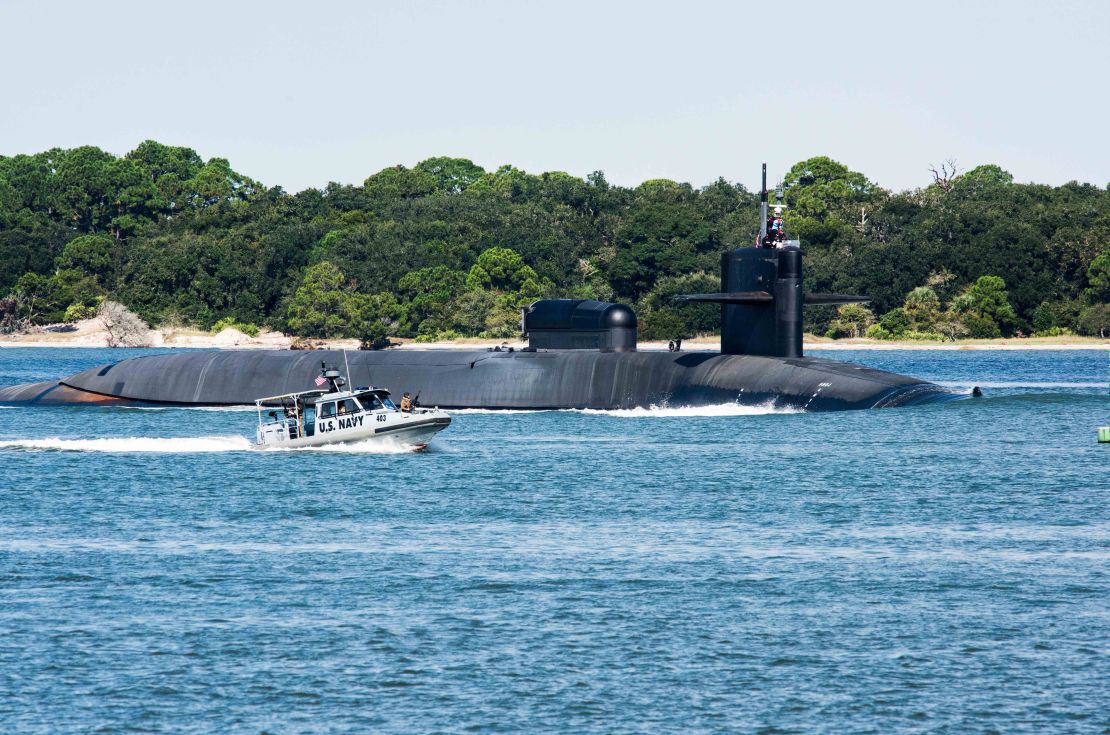 The Ohio-class guided-missile submarine USS Georgia departs Naval Submarine Base Kings Bay in 2015.