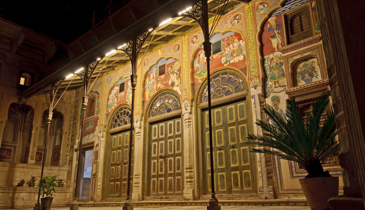 It took Vivaana Culture Hotel owner Atul Khanna five years to obtain the two havelis and another three years to restore them. The result is a hotel filled with exquisite murals and well-preserved original features.